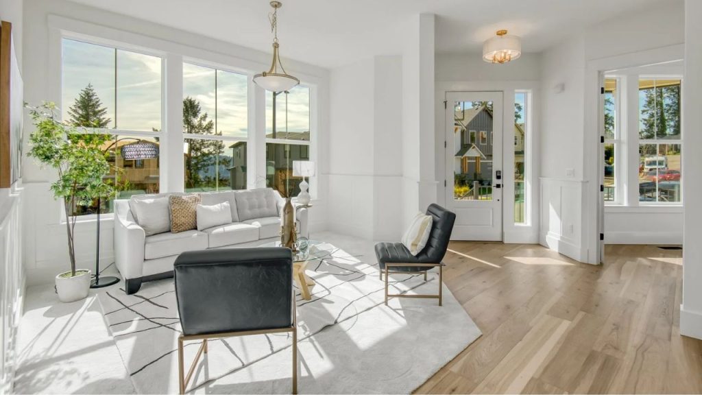 Bright Entry and Elegant Living Room