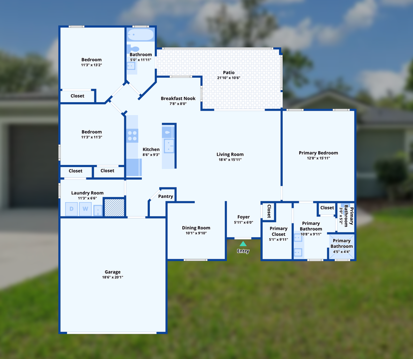 Discover This Bright and Open 3-Bedroom 1,685 Sq-Ft Ranch-Style Home with Granite Counters and Large Pantry in Groveland, FL (Floor Plan Inside)
