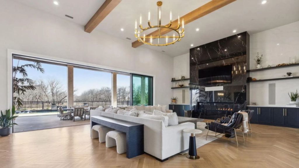 Living Room with Fireplace & Outdoor Views