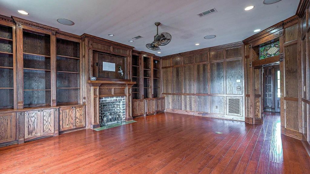 Wood-Paneled Living with Fireplace