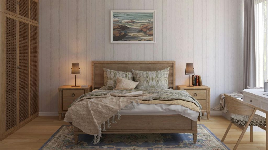 Bedroom that is Crisp and Coastal