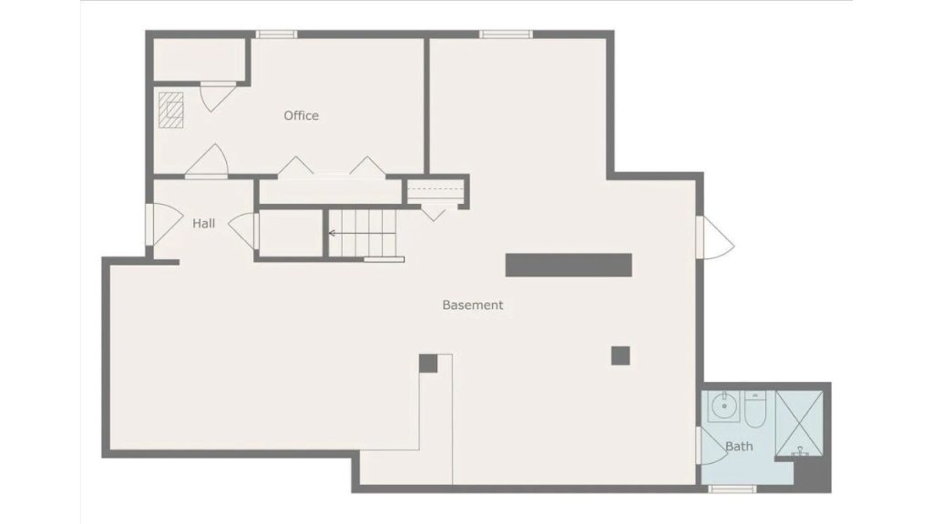 Spacious Basement with Office & Bath