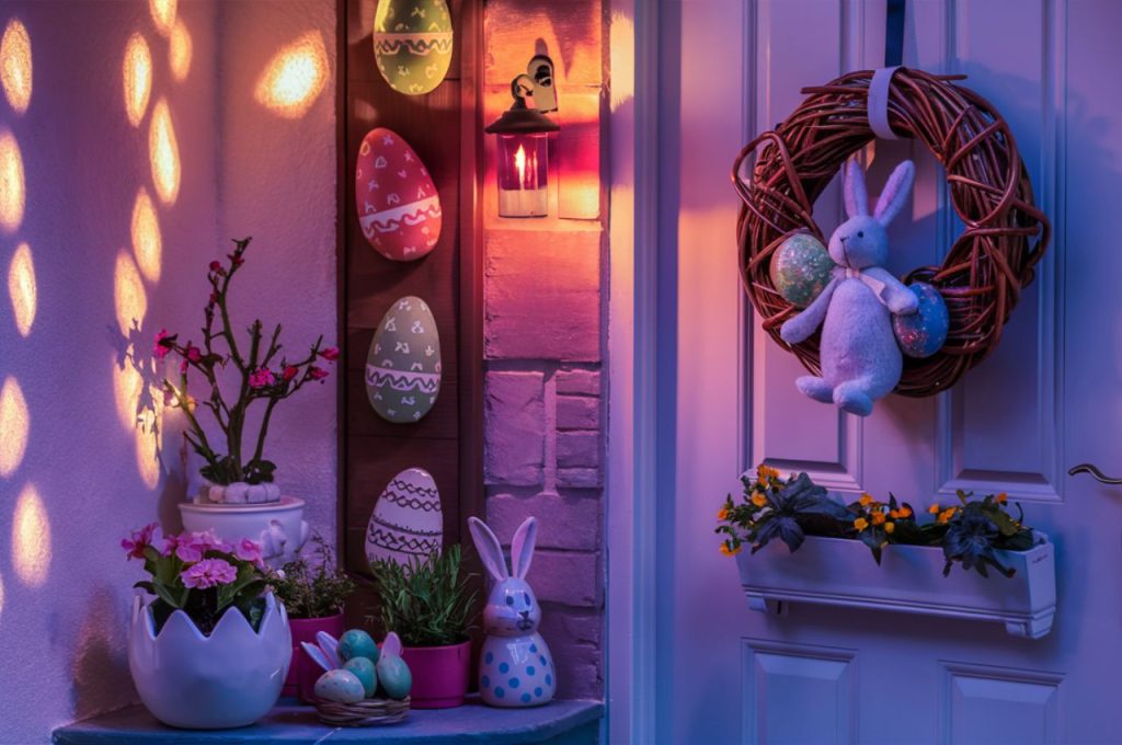 Entryway with Light Up Easter Décor