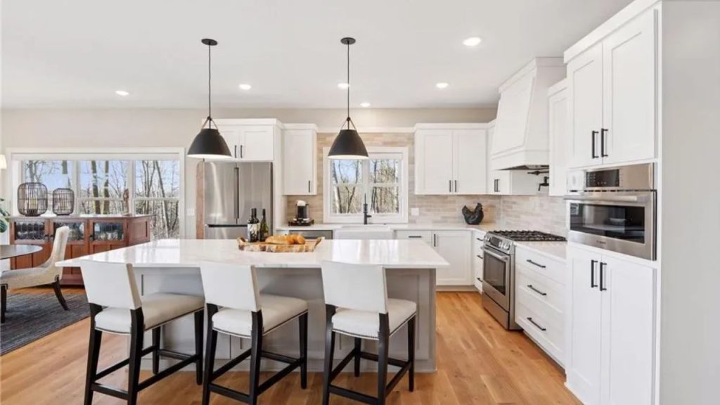 Modern White Kitchen with Island