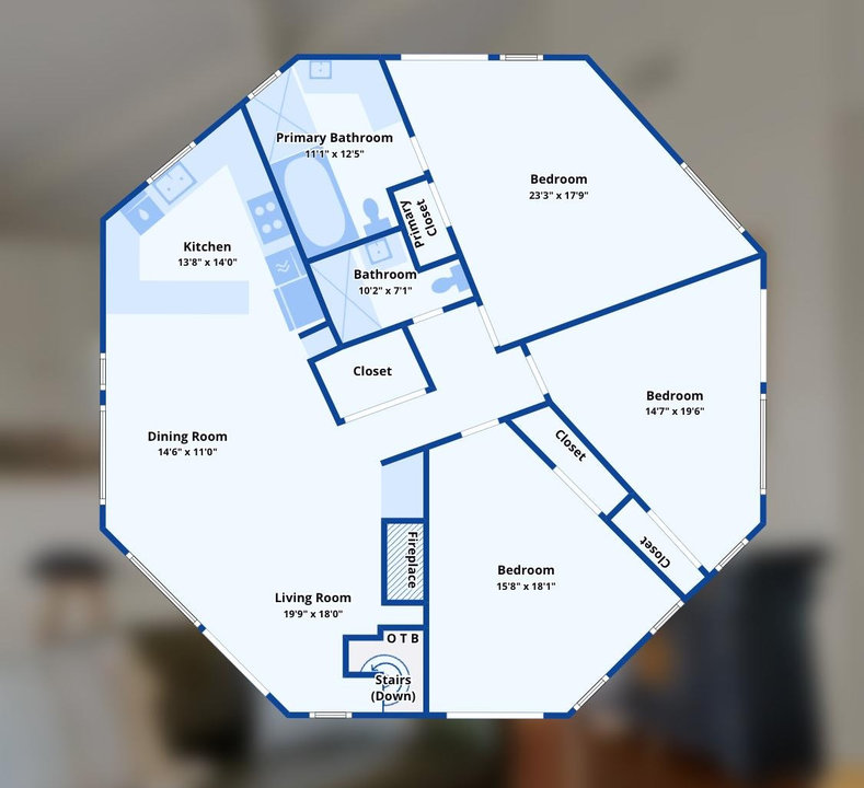 Unique Mid-Century Modern Octagon Home with Wraparound Deck and Guest Quarters in Austin (Floor Plan For Inspiration)