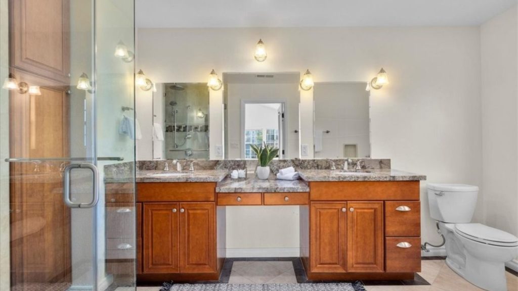 Elegant Dual Vanity & Spa Shower