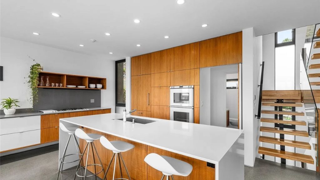 Minimalist Kitchen with Waterfall Island