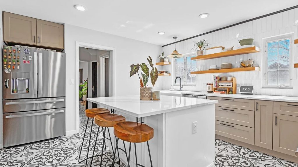 Modern Kitchen with Patterned Tile