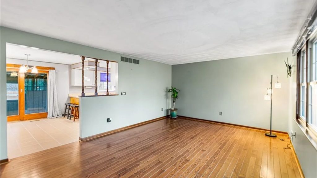 Bright Family Room with Hardwood Floors