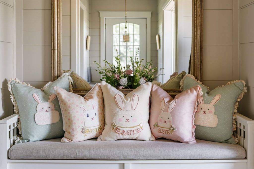Foyer with Easter-Themed Pillows