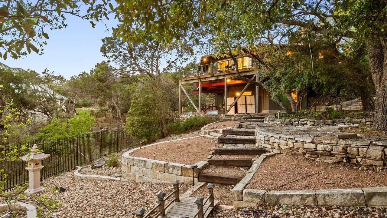Unique Mid-Century Modern Octagon Home with Wraparound Deck and Guest Quarters in Austin (Floor Plan For Inspiration)