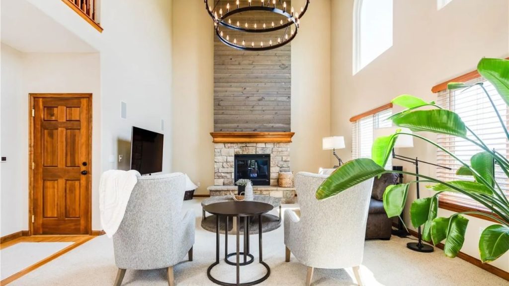 Soaring Ceilings and Stone Fireplace