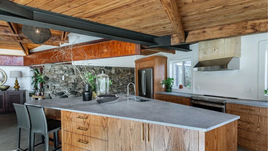 Warm Wood and Stone Kitchen