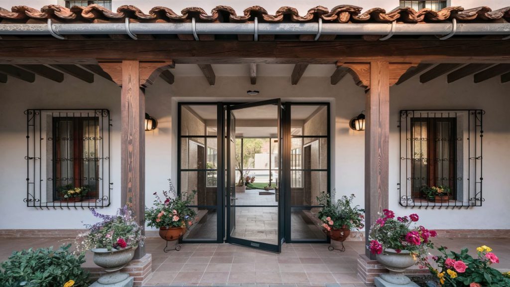 Glass door in a Mediterranean Home