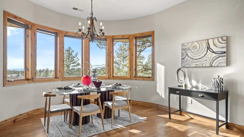Sunlit Dining Room with Bay Windows