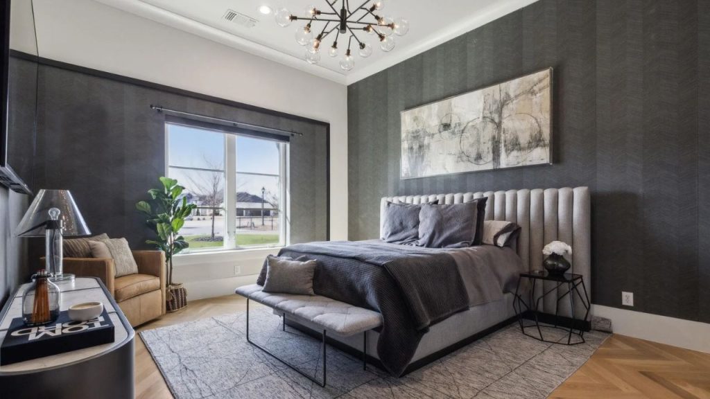 Guest Bedroom with Dark Accents