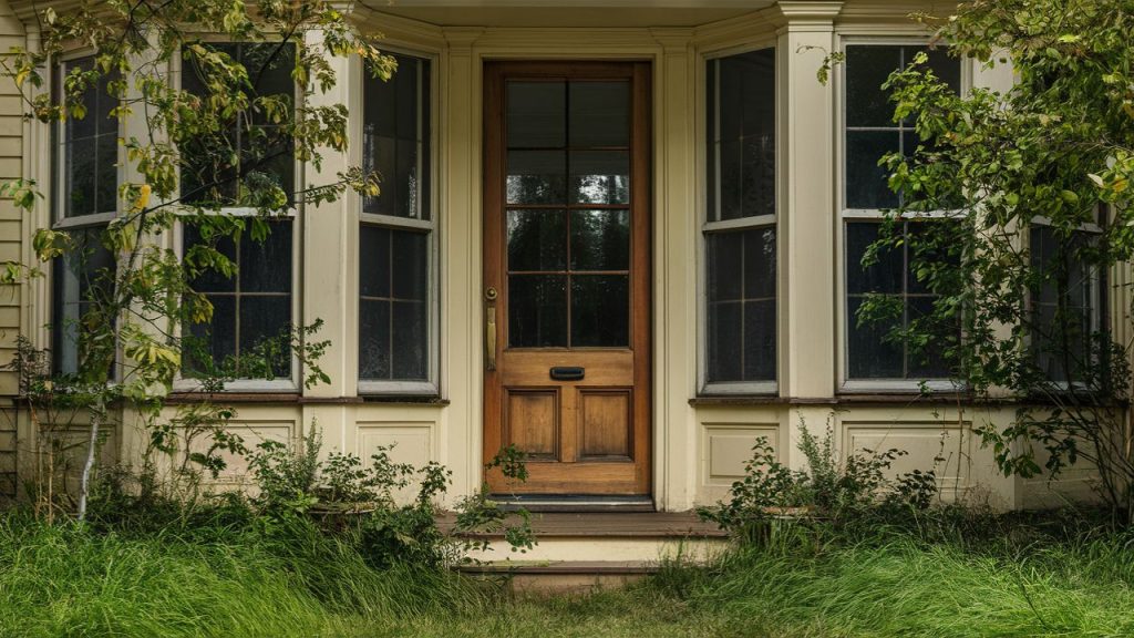 House with unkempt lawn