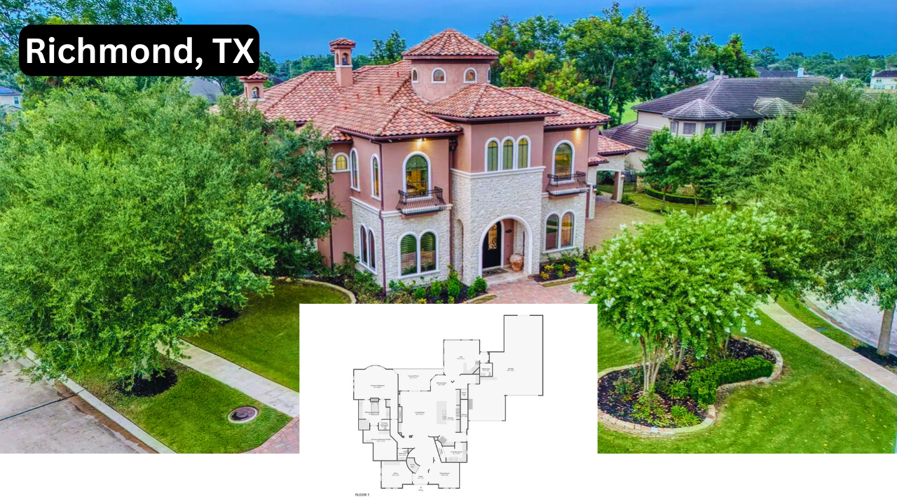 Explore This 6,923 Sq Ft Mediterranean Estate in Richmond, TX with Saltwater Pool and Grand Interiors
