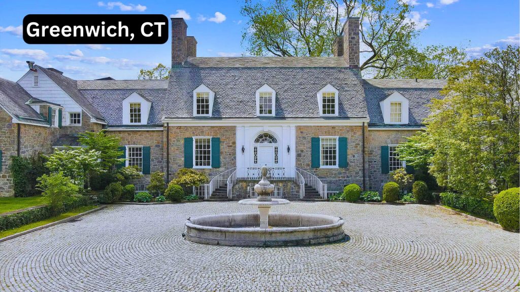 Tour This Majestic 1937 Estate in Greenwich with Tennis House, Ethereal Fountains, and 22 Acres of Beautifully Designed Land