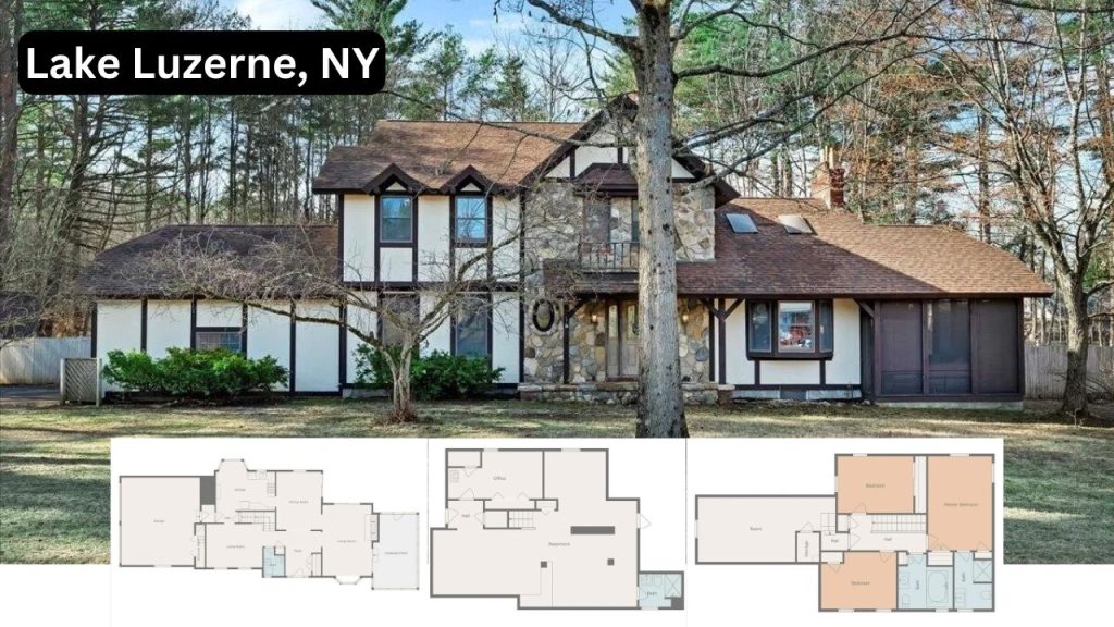 Updated Tudor-Style Home in Lake Luzerne with Stone Fireplace, Pool, and Finished Basement (Floor Plan Inside)