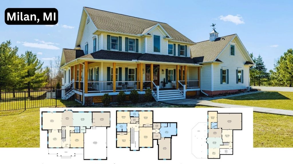 Step Inside This Luxurious Country Estate 5-Bedroom Farmhouse with Wraparound Porch in Milan (Floor Plan Inside)