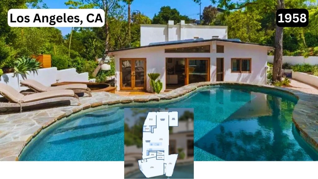 Tour This Hollywood Hills Mid-Century Gem With Pool, Hot Tub & Zen Vibes (Floor Plan Included)