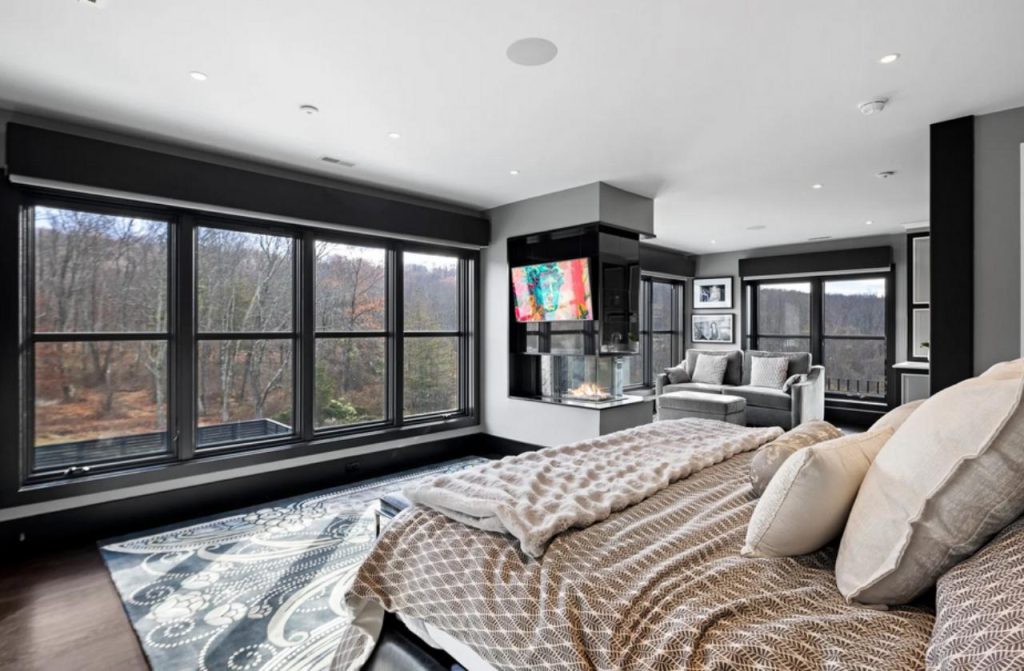Modern Bedroom with Fireplace