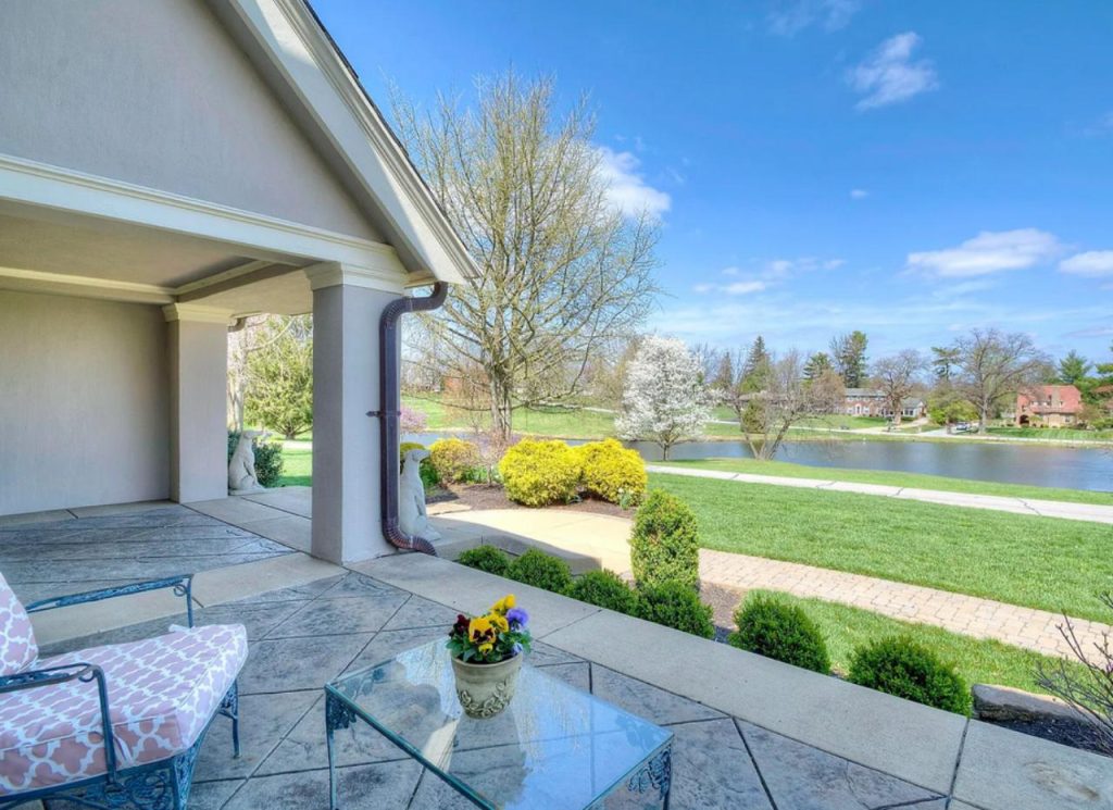 Porch View Overlooking a Serene Pond