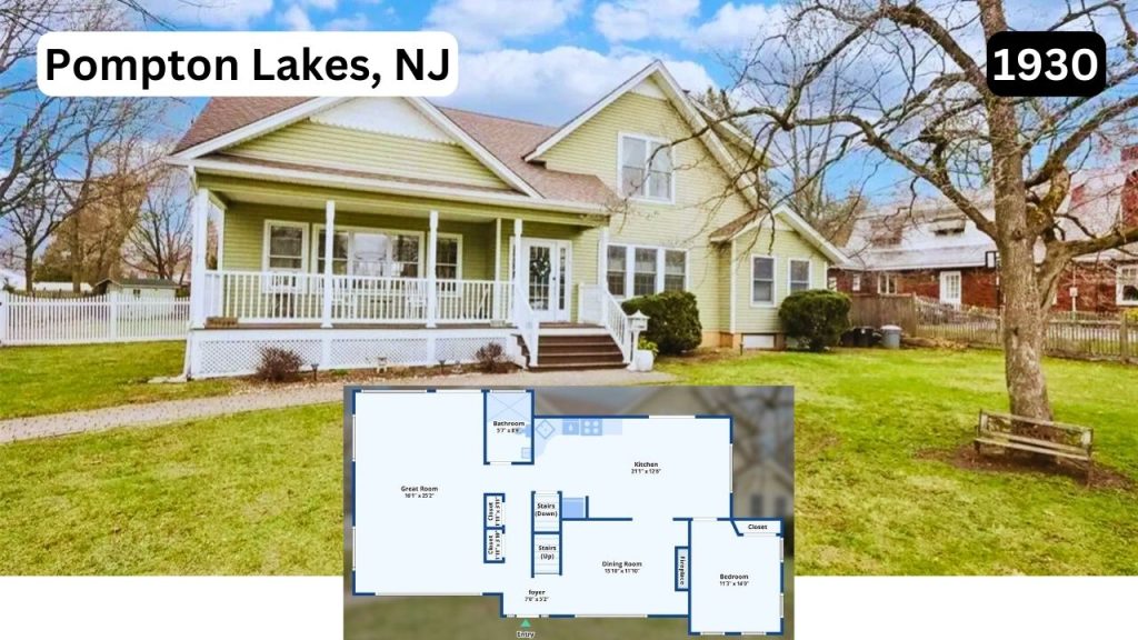 Updated 1930 Colonial Revival with Craftsman Porch, Open Kitchen, and Pool in Walkable Pompton Lakes (Floor Plan Inside)