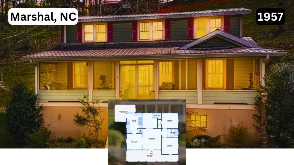 Tour This 1957 Farmhouse with Detached Garage Apartment Near Downtown Marshall, NC (Floor Plan Included)