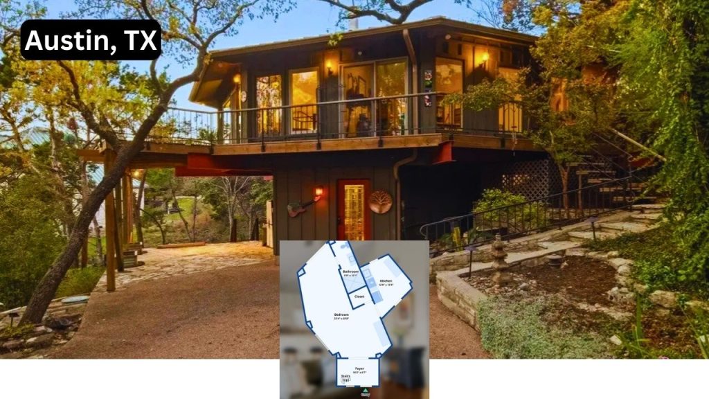Unique Mid-Century Modern Octagon Home with Wraparound Deck and Guest Quarters in Austin (Floor Plan For Inspiration)