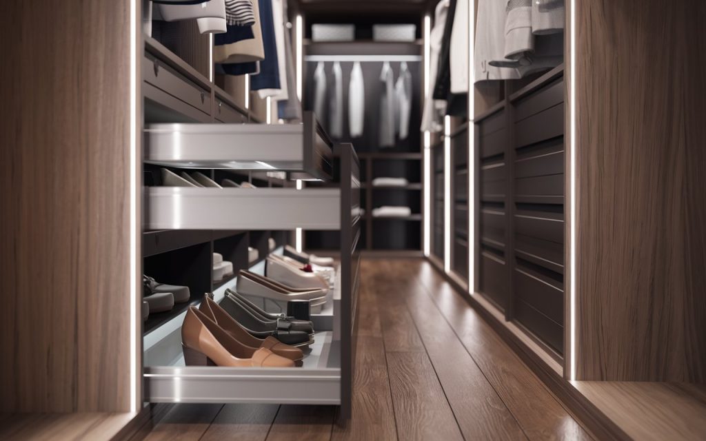 Pull-Out Shoe Racks Integrated in Wardrobes