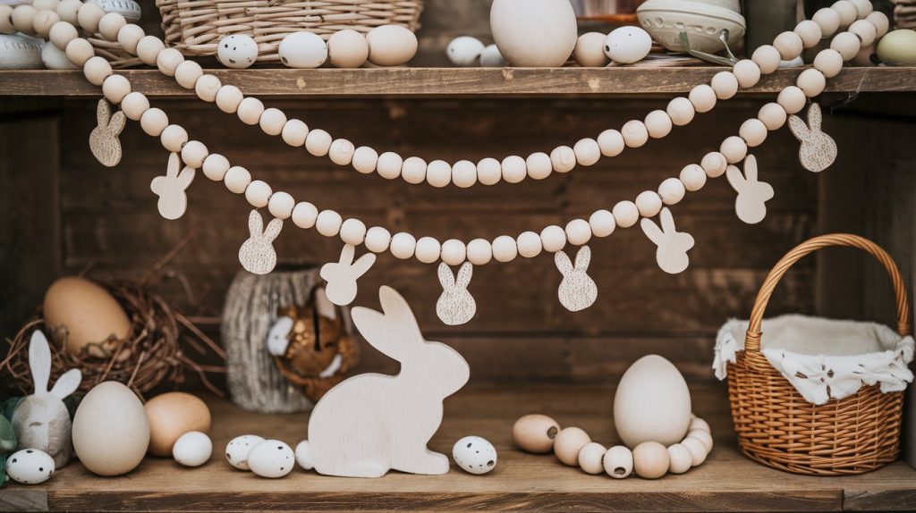 Wooden Bead Garlands with Bunny Charms
