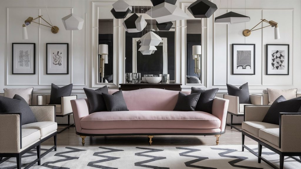 pastel pink sofa