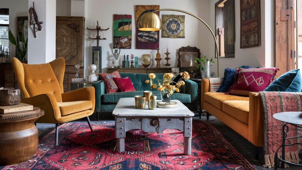 mid-century eclectic living