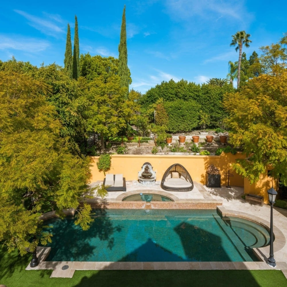 Poolside Terrace of Charlie Sheen’s Former CA Home