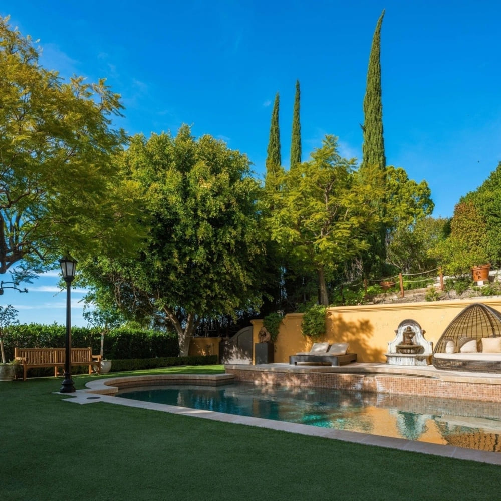 Poolside Terrace of Charlie Sheen’s Former CA Home